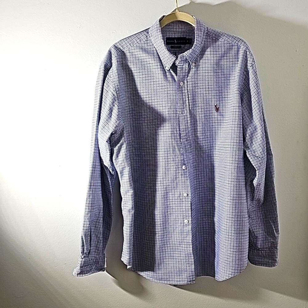 Ralph lauren mens classic fit long sleeve shirt. XL plaid Preppy print Excellent